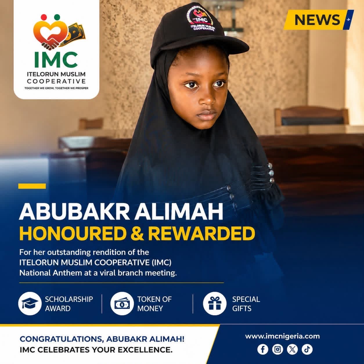 Abubakr Alimah honoured and rewarded